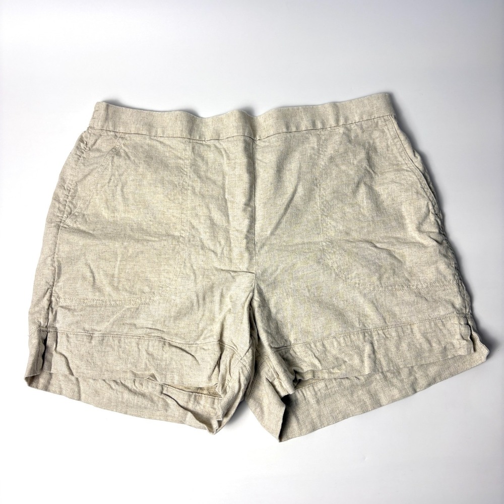 Banana Republic High Rise Linen Shorts Womens XL Flax Beige Pull On Elastic‎ Wst